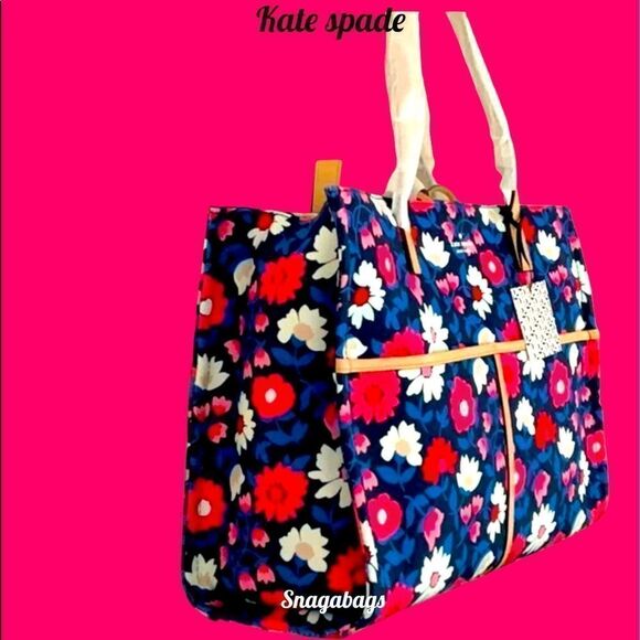 KATE SPADE NWT WASHINGTON SQUARE MEGA SAM TOTE BAG BRIGHT FLORAL PATTERN - Picture 4 of 15